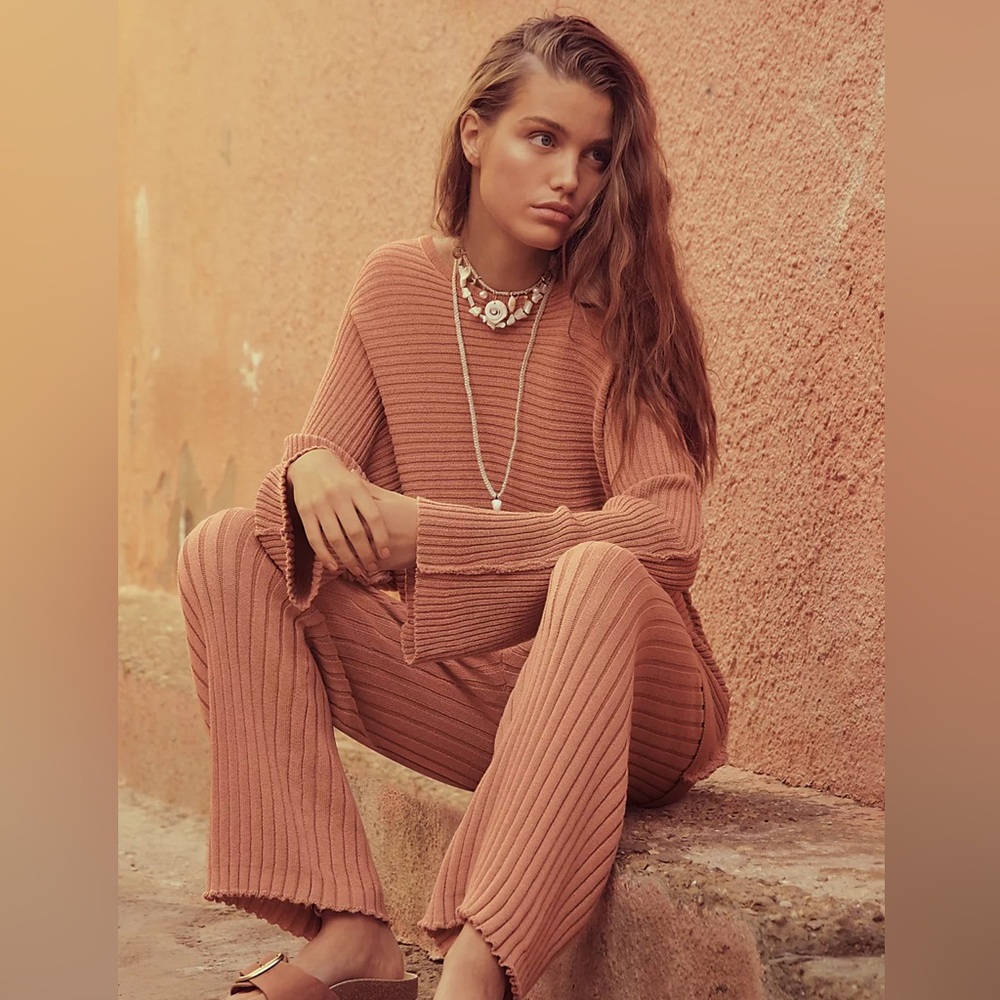 Free People Beach Oversized Imogene Sweater Salmon Rust Sz S